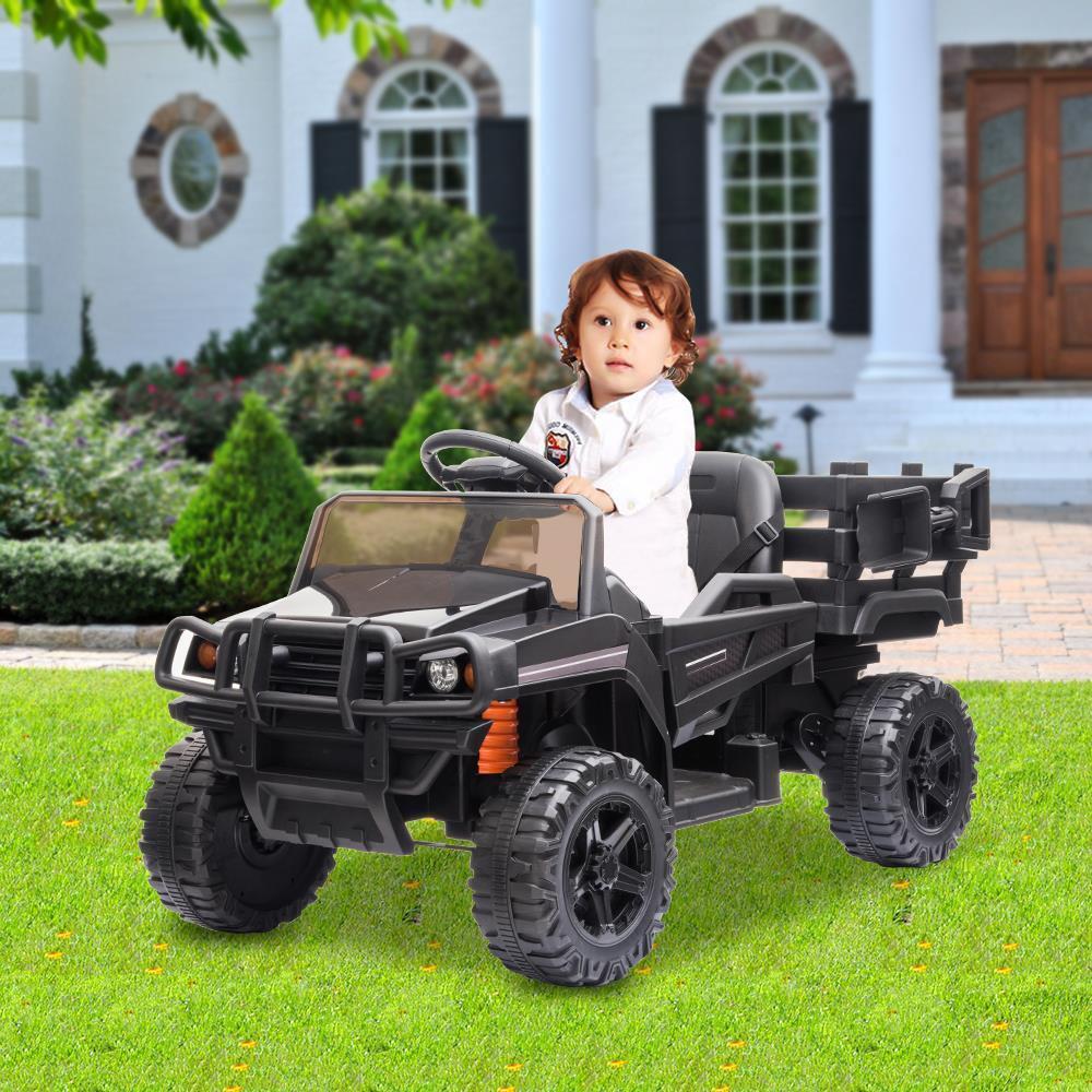 Electric Ride-On Truck for Kids with Remote Control, Music, and Lights - Black