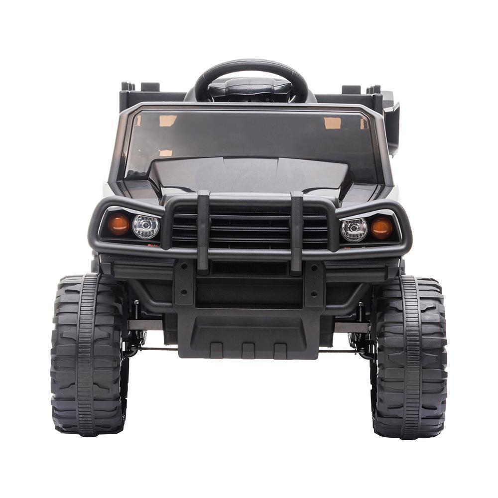 Electric Ride-On Truck with Music, Lights, and Detachable Trailer for Kids - Black