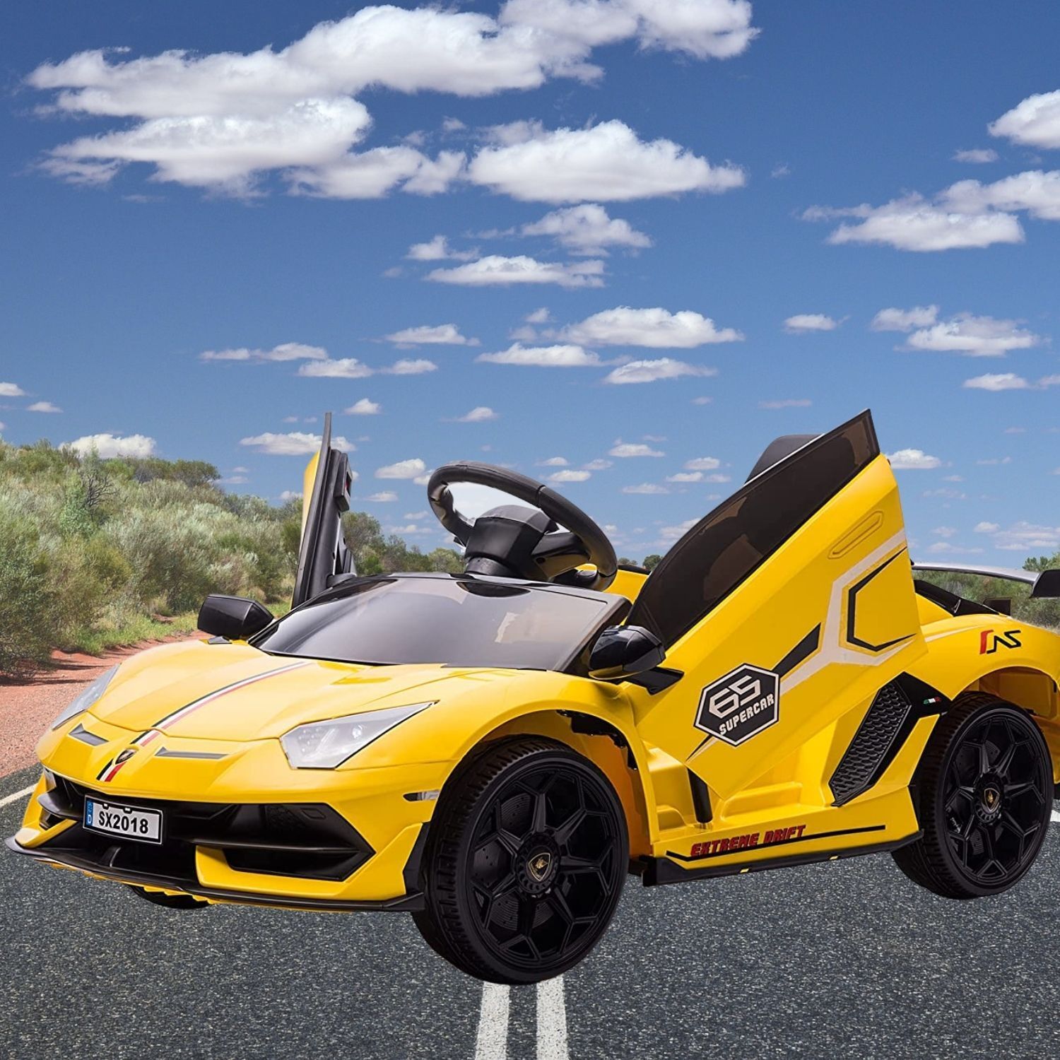 Electric Lamborghini Ride-On Car for Kids with Remote Control, MP3 Player, and 35W Motor