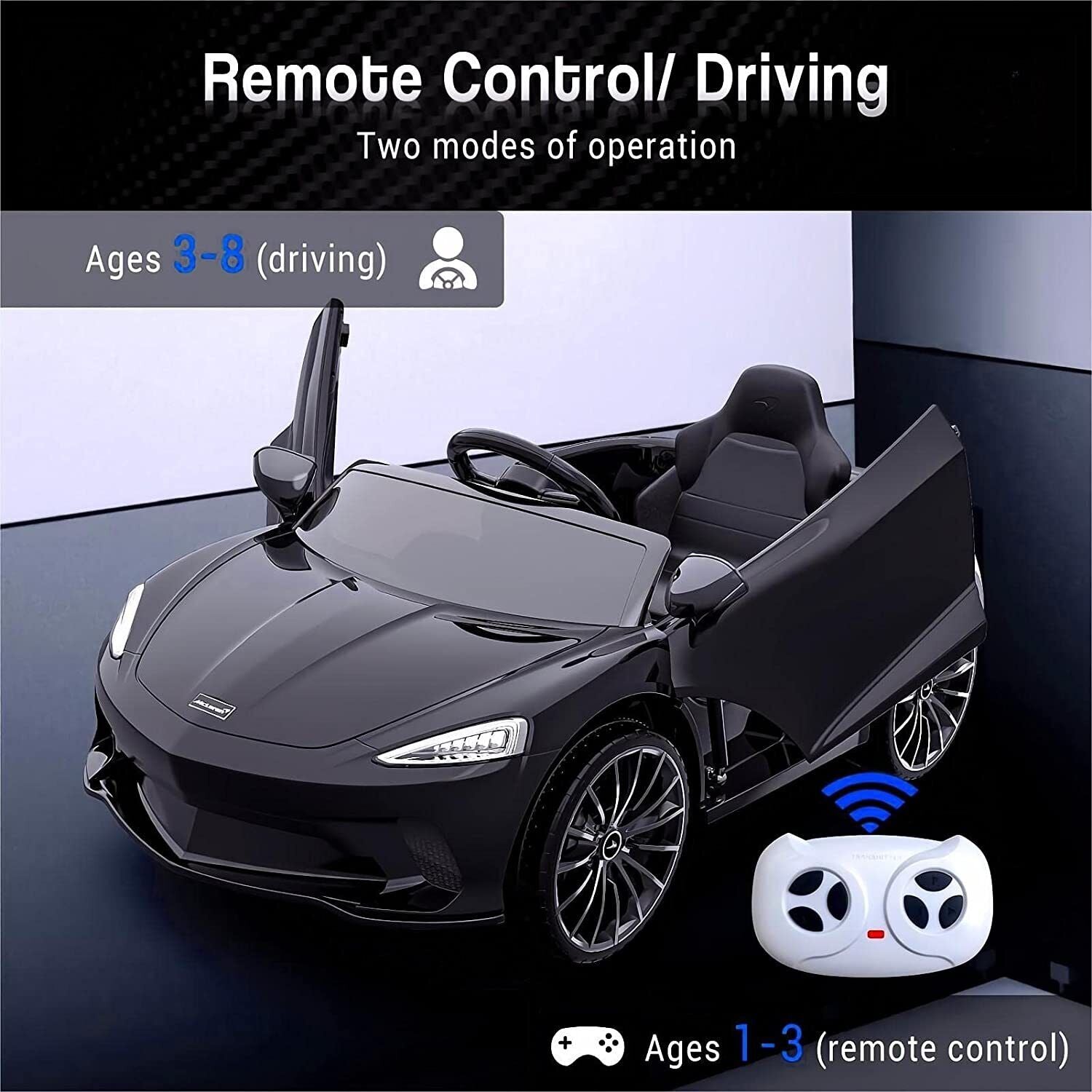 Electric Sports Car Ride-On Toy with LED Lights and MP3 Player - 12V, 1 Seat, Hydraulic Doors - Perfect Gift for Kids