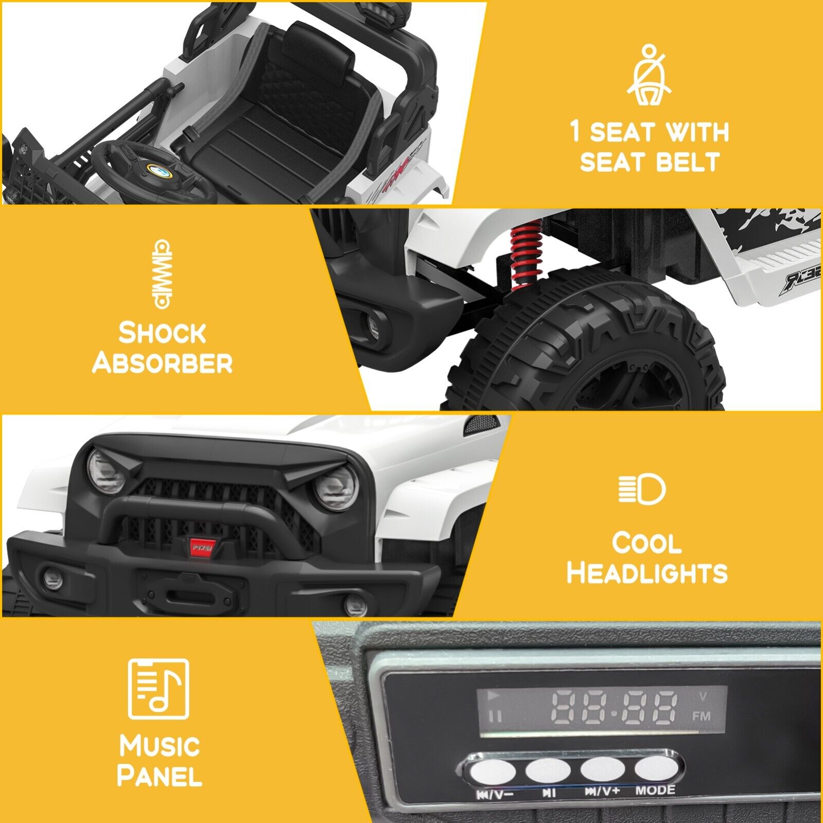 Electric Toy Truck for Kids with Bluetooth and Remote Control - 12V Ride On Car