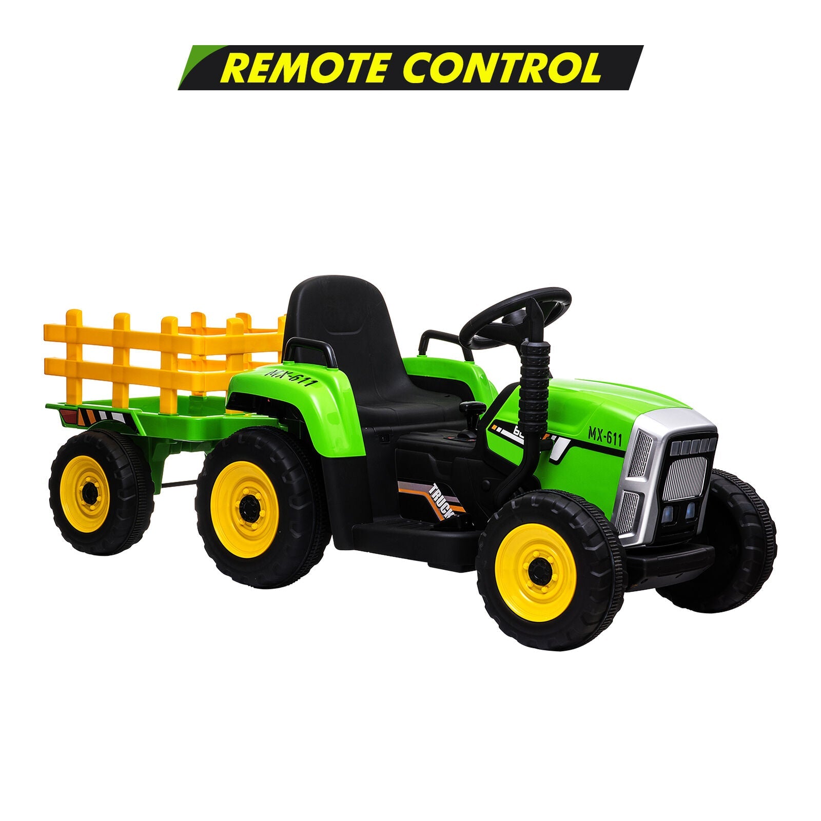Electric Tractor Toy with Trailer and Music - Perfect Christmas Gift for Kids (12V)