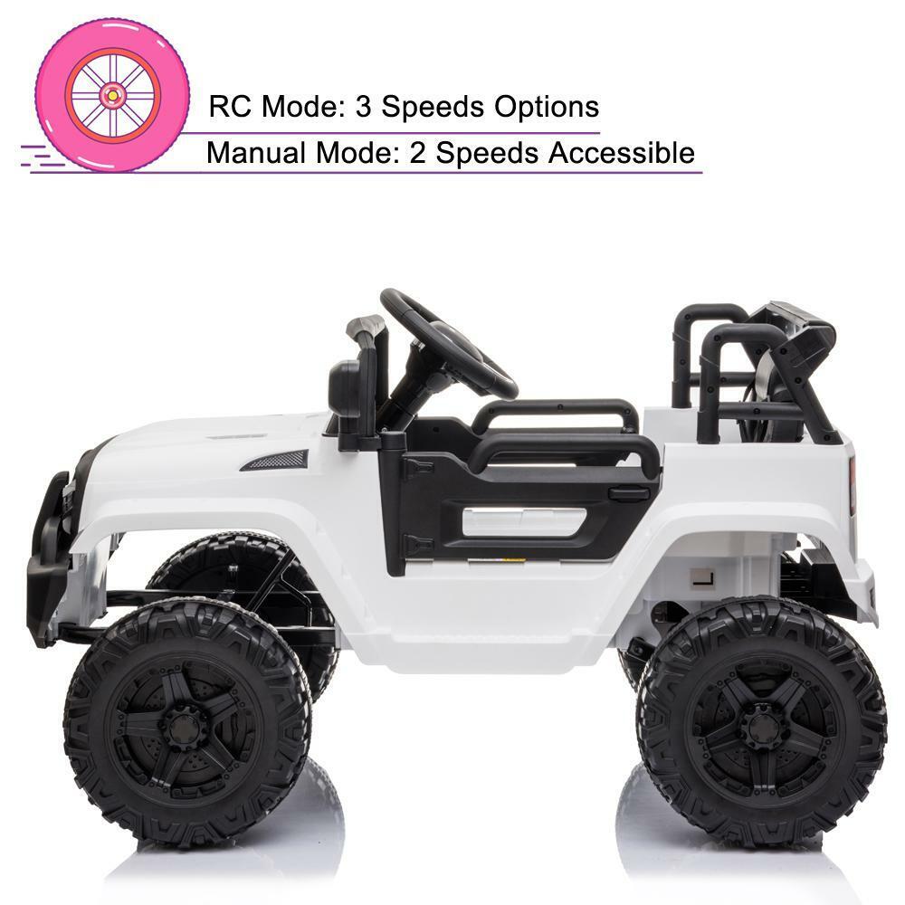 Electric White Truck 12V Battery-Powered Ride-On for Kids