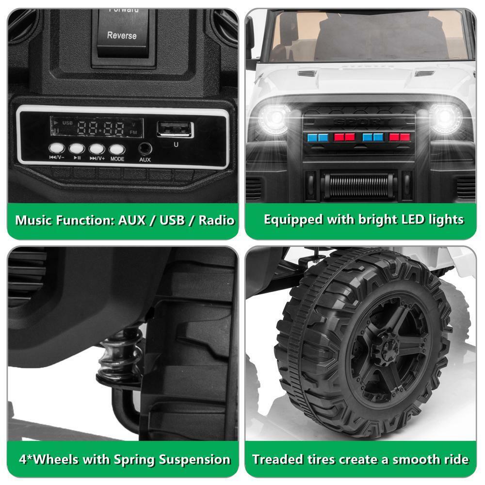 Electric White Truck 12V Battery-Powered Ride-On for Kids