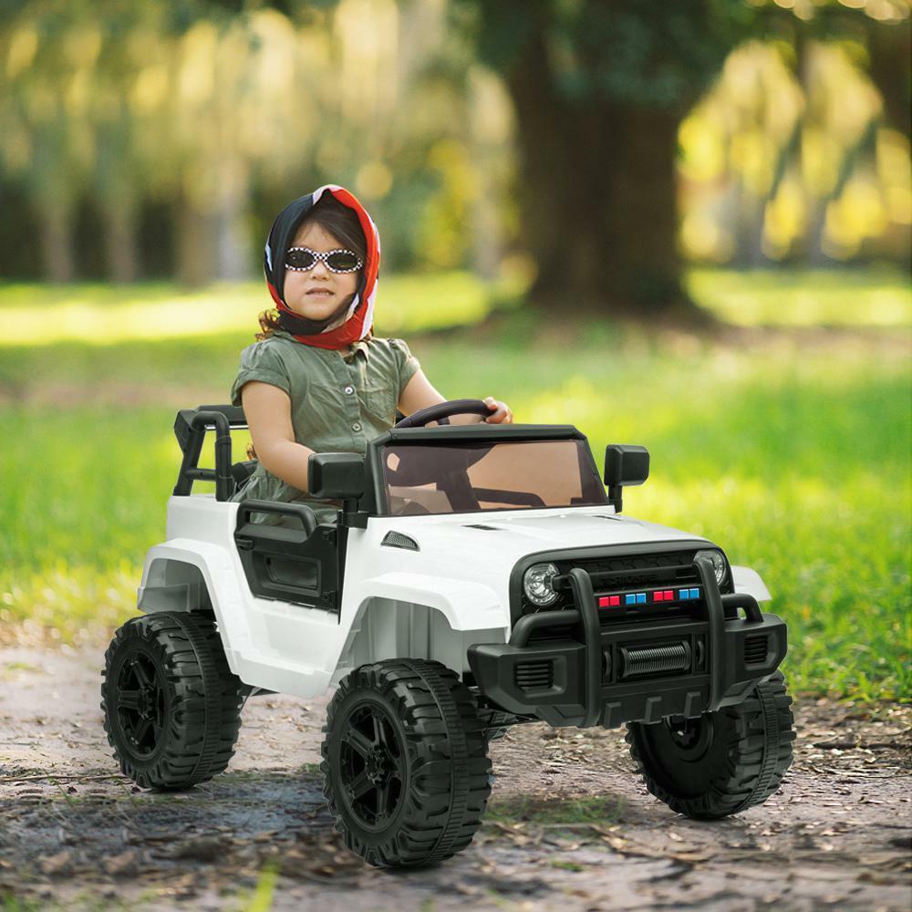 Electric White Truck 12V Battery-Powered Ride-On for Kids