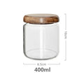 Elegant acacia wood lid glass food storage jars kitchen set