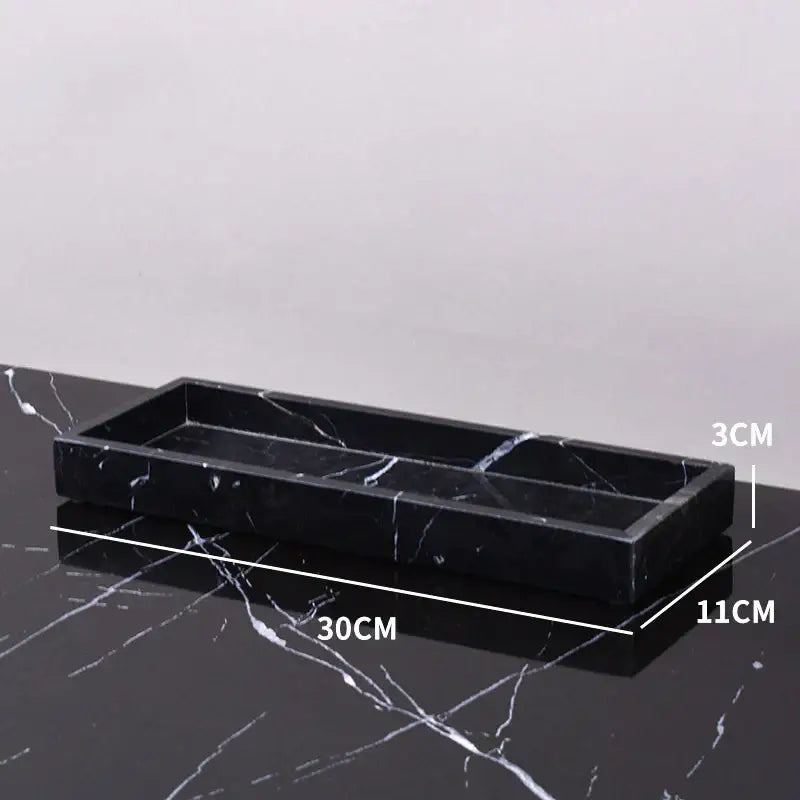 Elegant black and white afralia marble tray bedroom decor