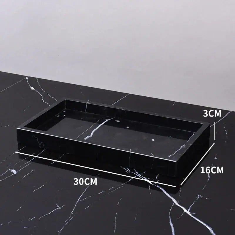 Elegant black and white afralia marble tray bedroom decor