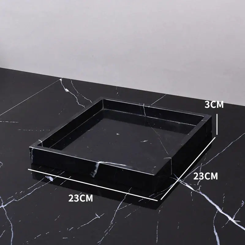 Elegant black and white afralia marble tray bedroom decor