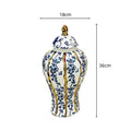 Elegant blue glazed ceramic ginger jar living room floral vase