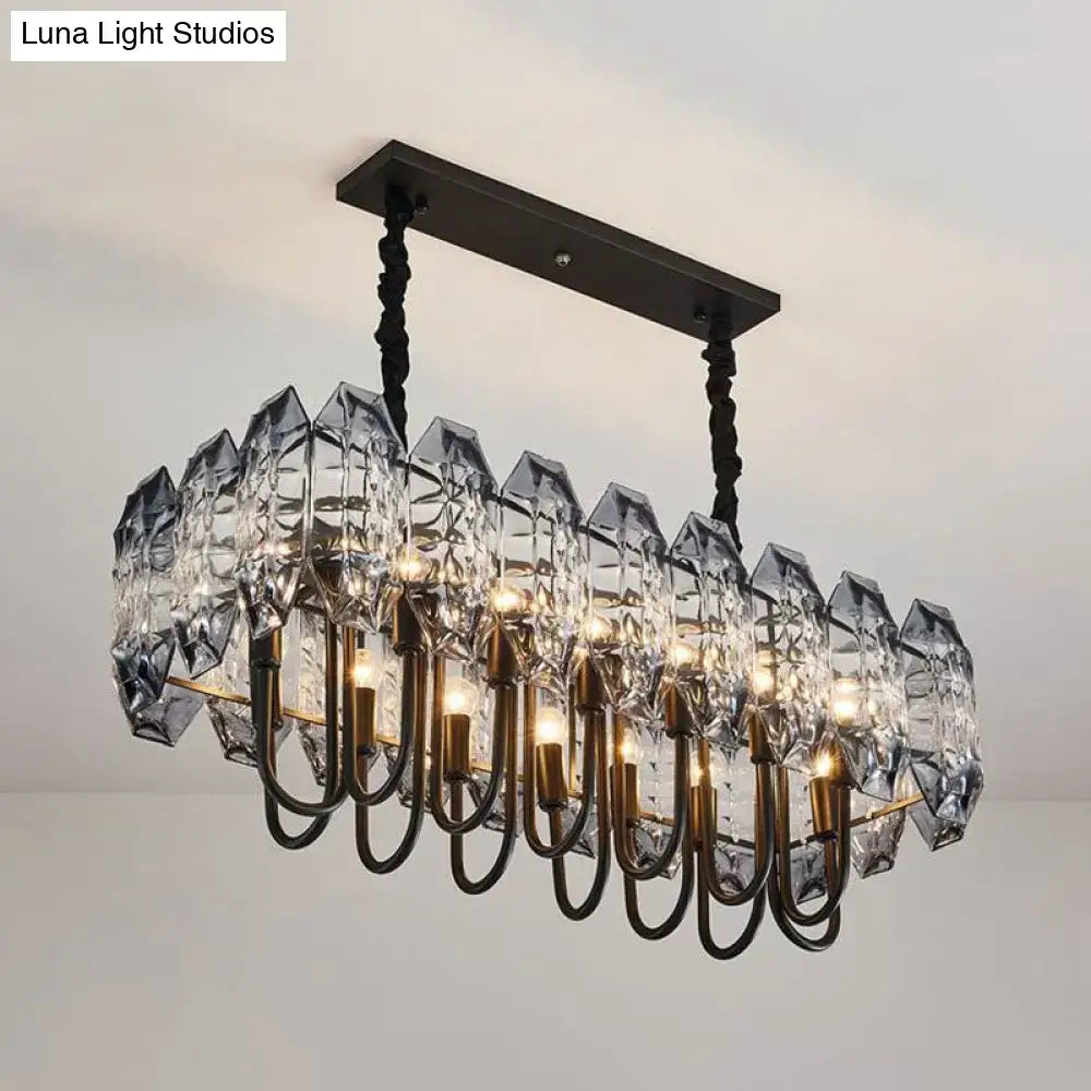 Elegant bronze crystal flute hanging ceiling light kitchen island