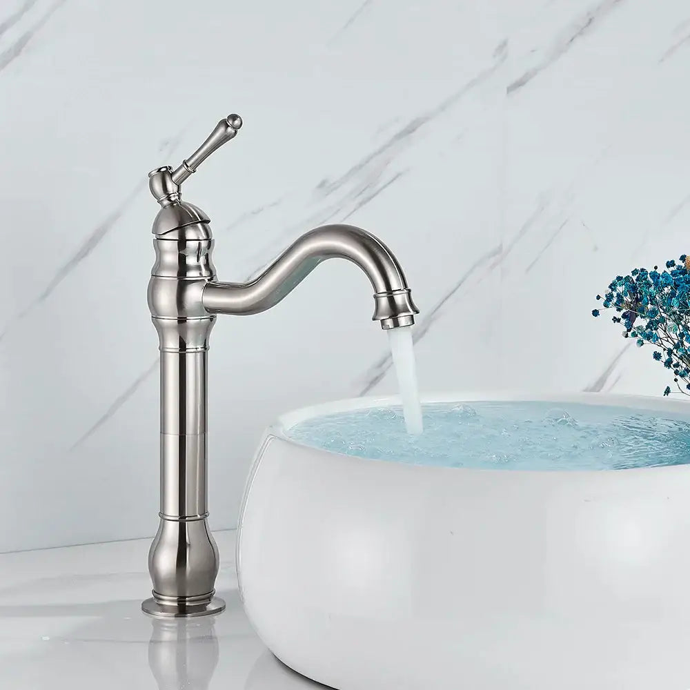 Elegant brushed nickel single handle sink faucet bathroom swivel tap