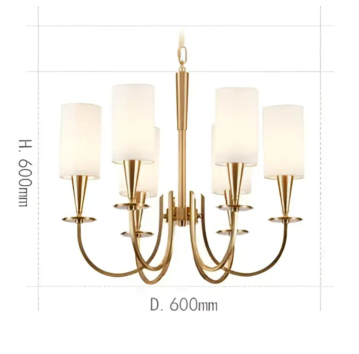 Elegant copper chandelier lights with fabric shades for living room