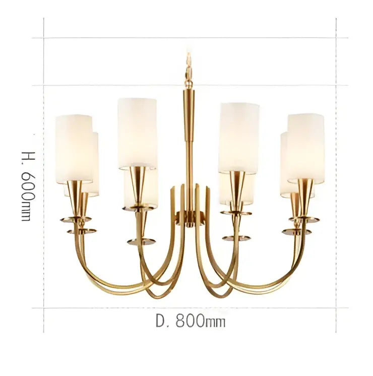 Elegant copper chandelier lights with fabric shades for living room