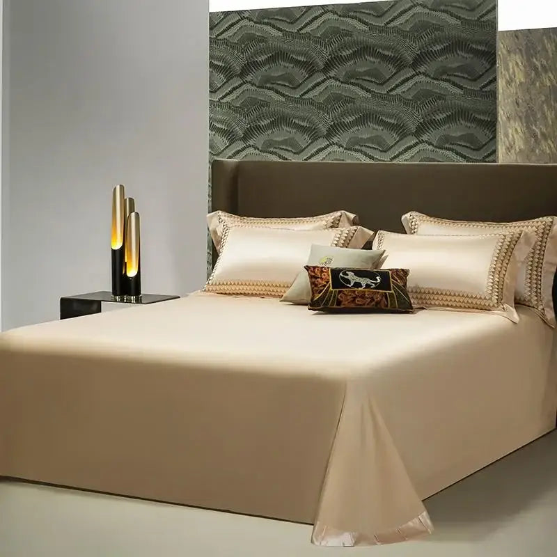 Elegant cream & teal 1200tc egyptian cotton bedding set bedroom
