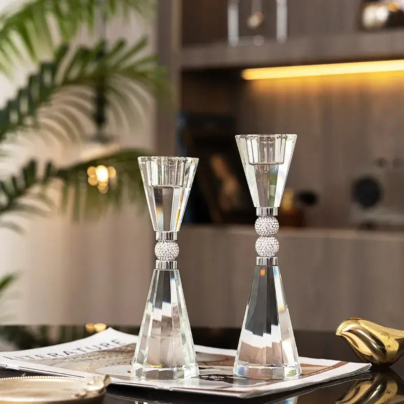 Elegant crystal and gold candle holder set dining room decor