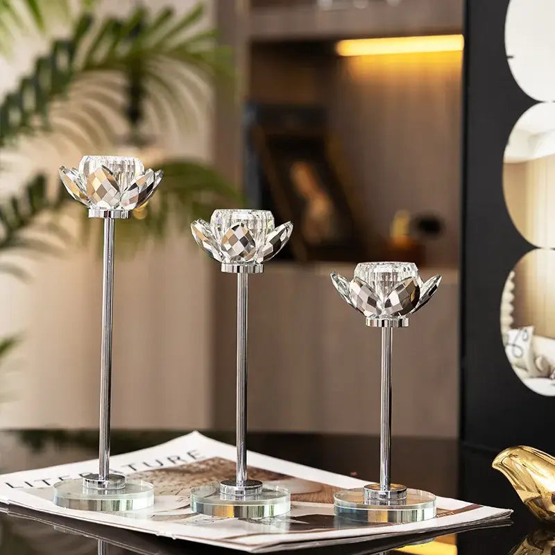 Elegant crystal and gold candle holder set dining room decor