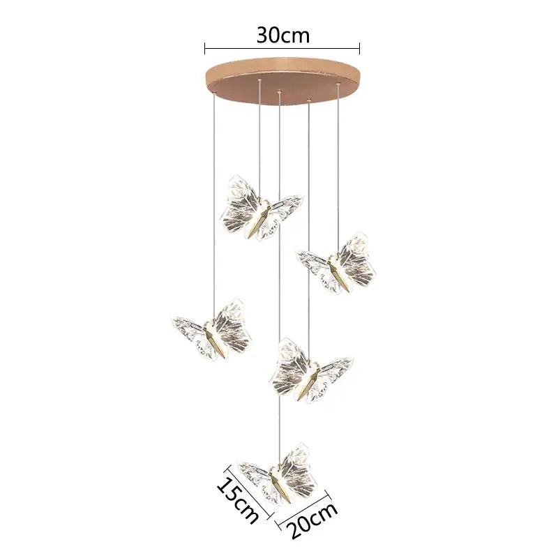 Elegant crystal butterfly pendant lamp – bedroom luxury lighting