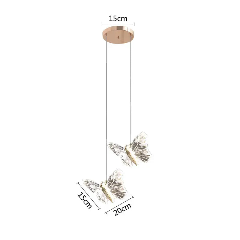 Elegant crystal butterfly pendant lamp – bedroom luxury lighting