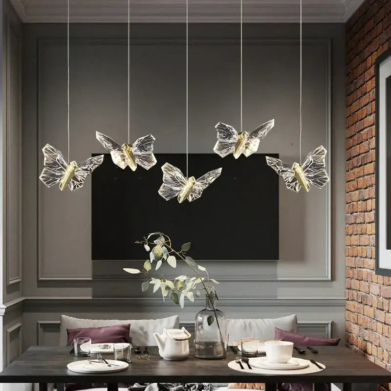 Elegant crystal butterfly pendant lamp – bedroom luxury lighting