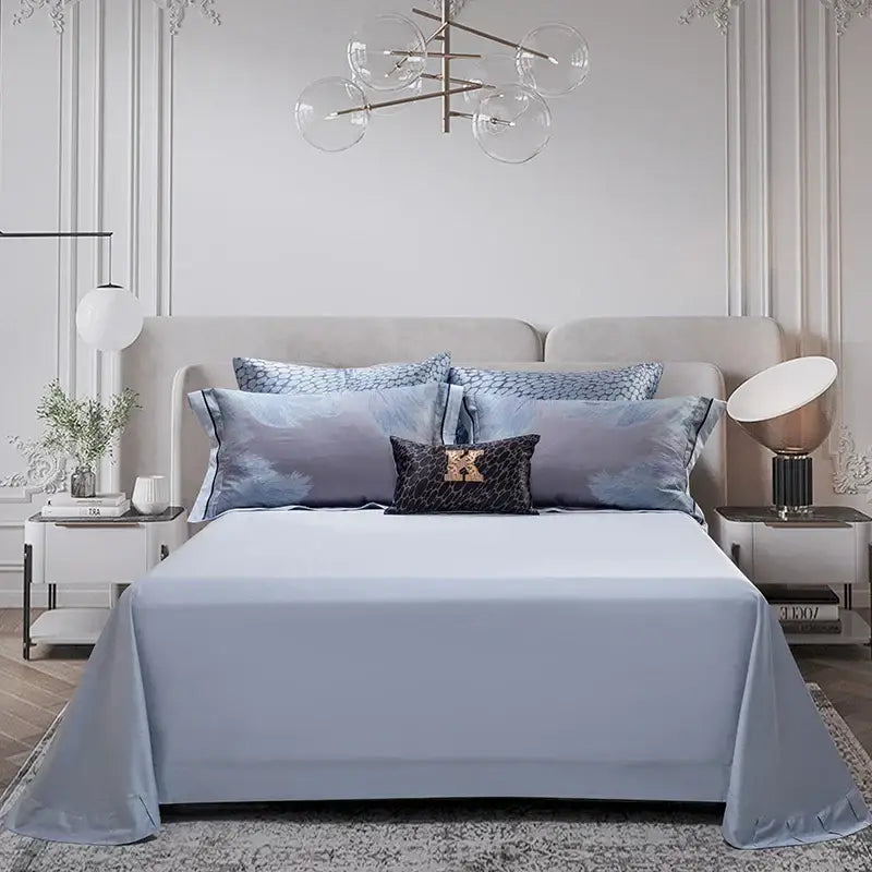 Elegant feather gray 1500tc egyptian cotton silk bedding set bedroom