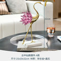 Elegant gold and pink crystal bird decorative figurines living room