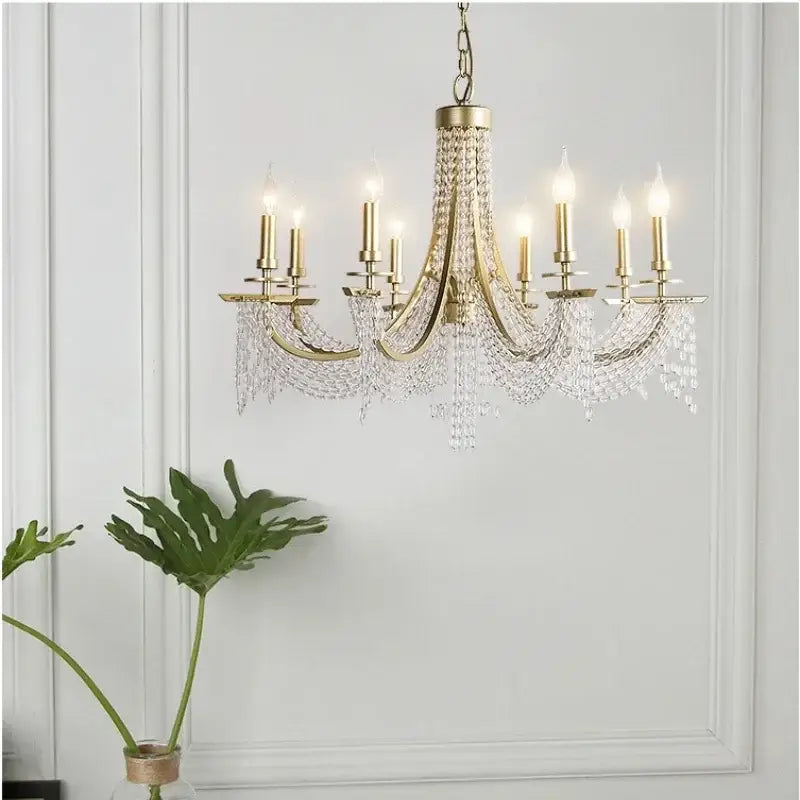 Elegant gold crystal candle chandelier for dining room