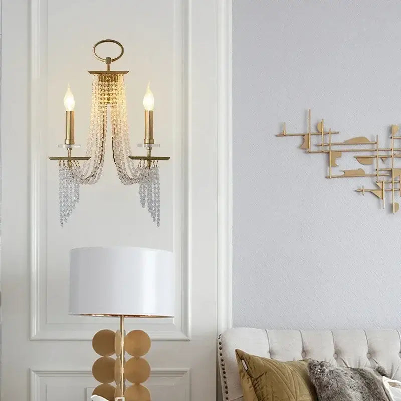Elegant gold crystal candle chandelier for dining room