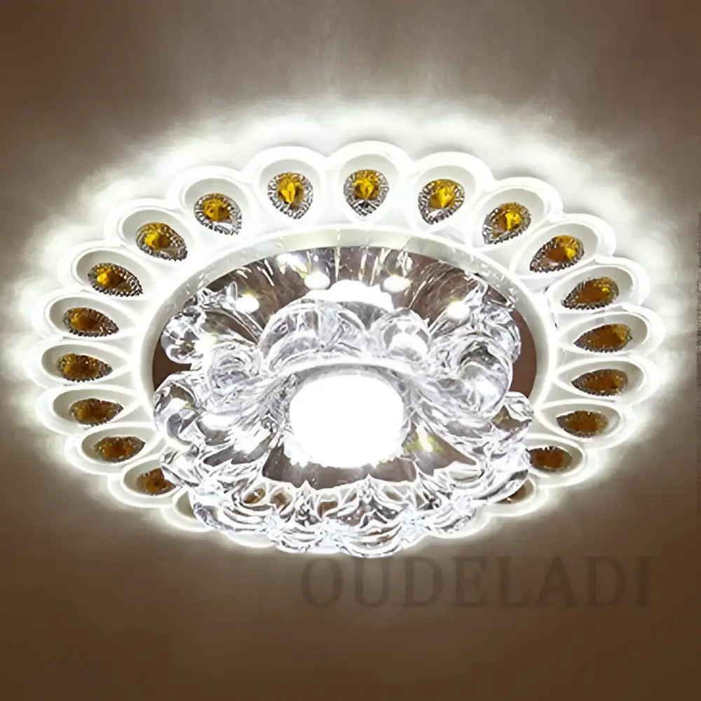 Elegant gold crystal glass led ceiling light for living room