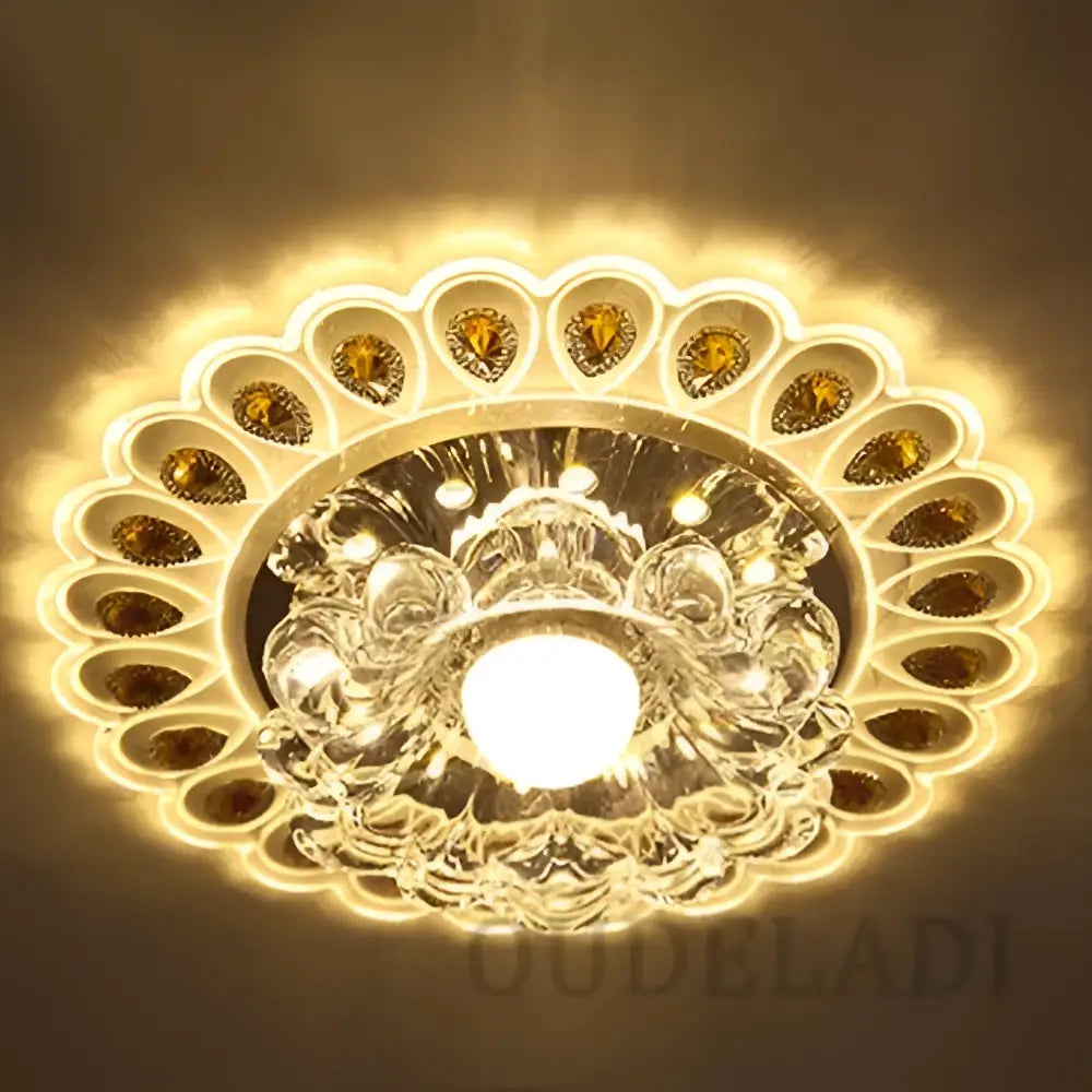 Elegant gold crystal glass led ceiling light for living room
