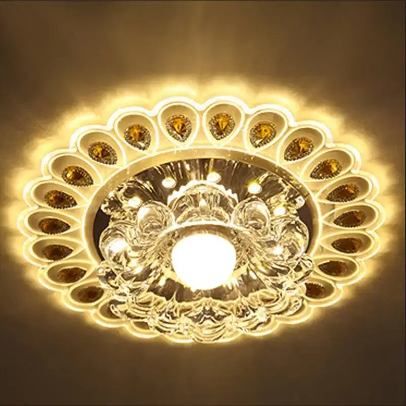 Elegant gold crystal glass led ceiling light for living room