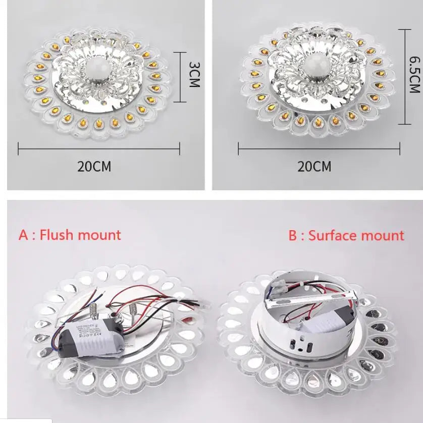 Elegant gold crystal glass led ceiling light for living room