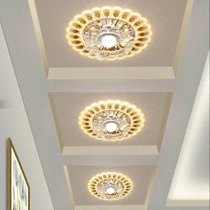 Elegant gold crystal glass led ceiling light for living room