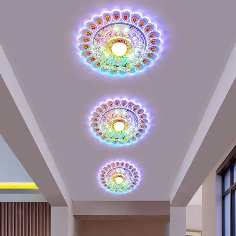 Elegant gold crystal glass led ceiling light for living room