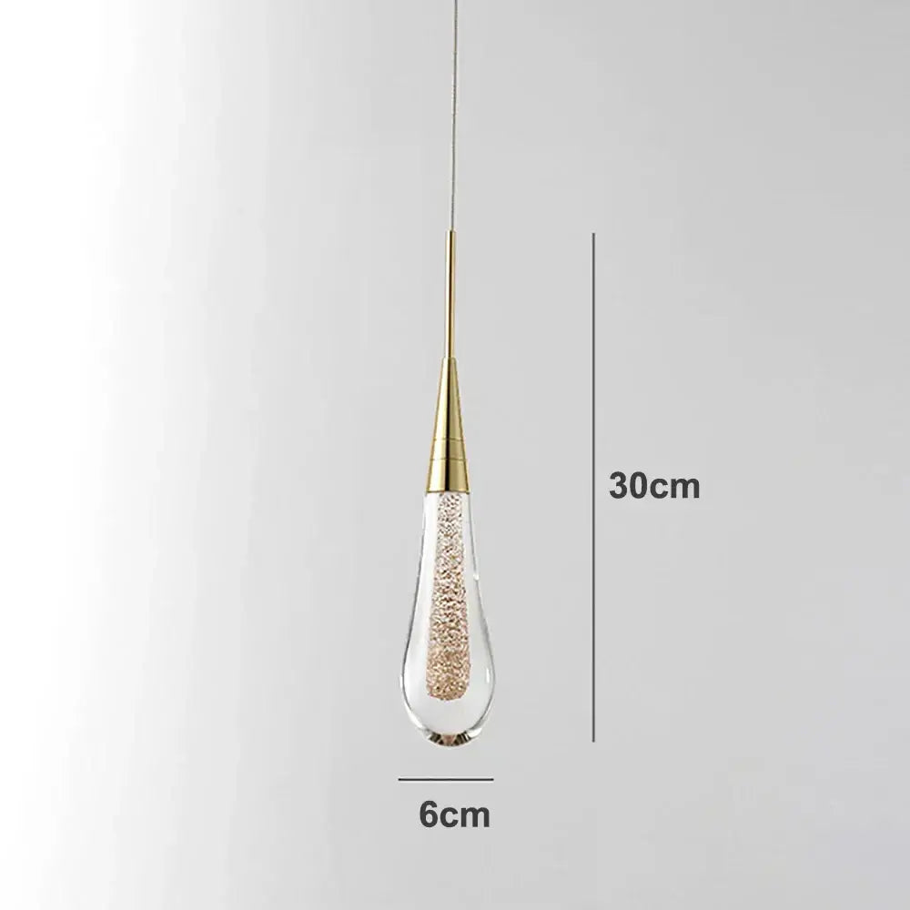 Elegant gold crystal glass led pendant lights dining room teardrop