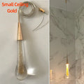 Elegant gold crystal glass led pendant lights dining room teardrop