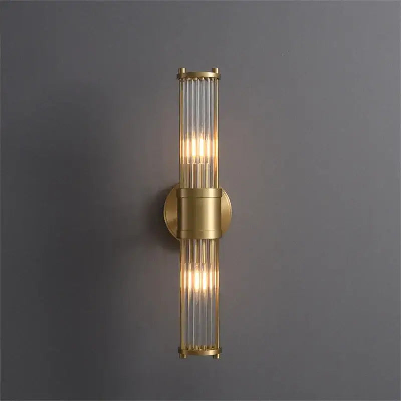 Elegant gold crystal led wall lights living room glass rod sconce