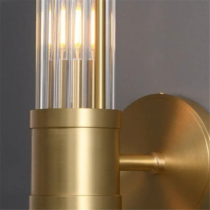 Elegant gold crystal led wall lights living room glass rod sconce
