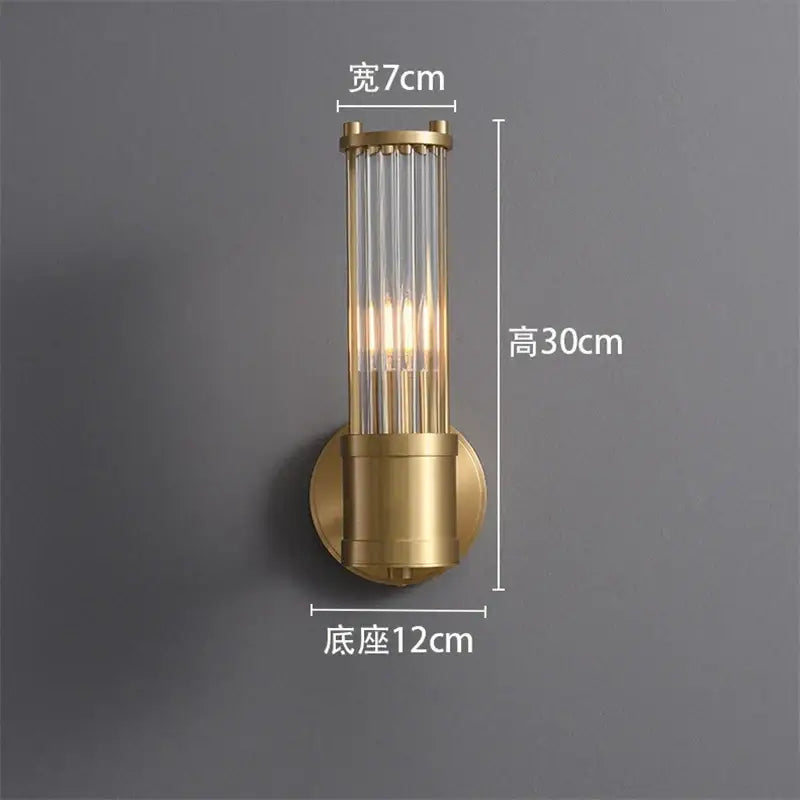 Elegant gold crystal led wall lights living room glass rod sconce