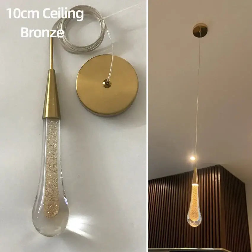 Elegant gold teardrop crystal glass pendant light dining room