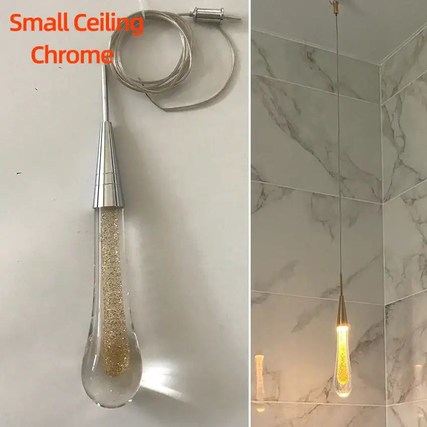 Elegant gold teardrop crystal glass pendant light dining room