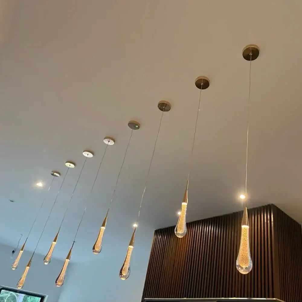 Elegant gold teardrop crystal glass pendant light dining room