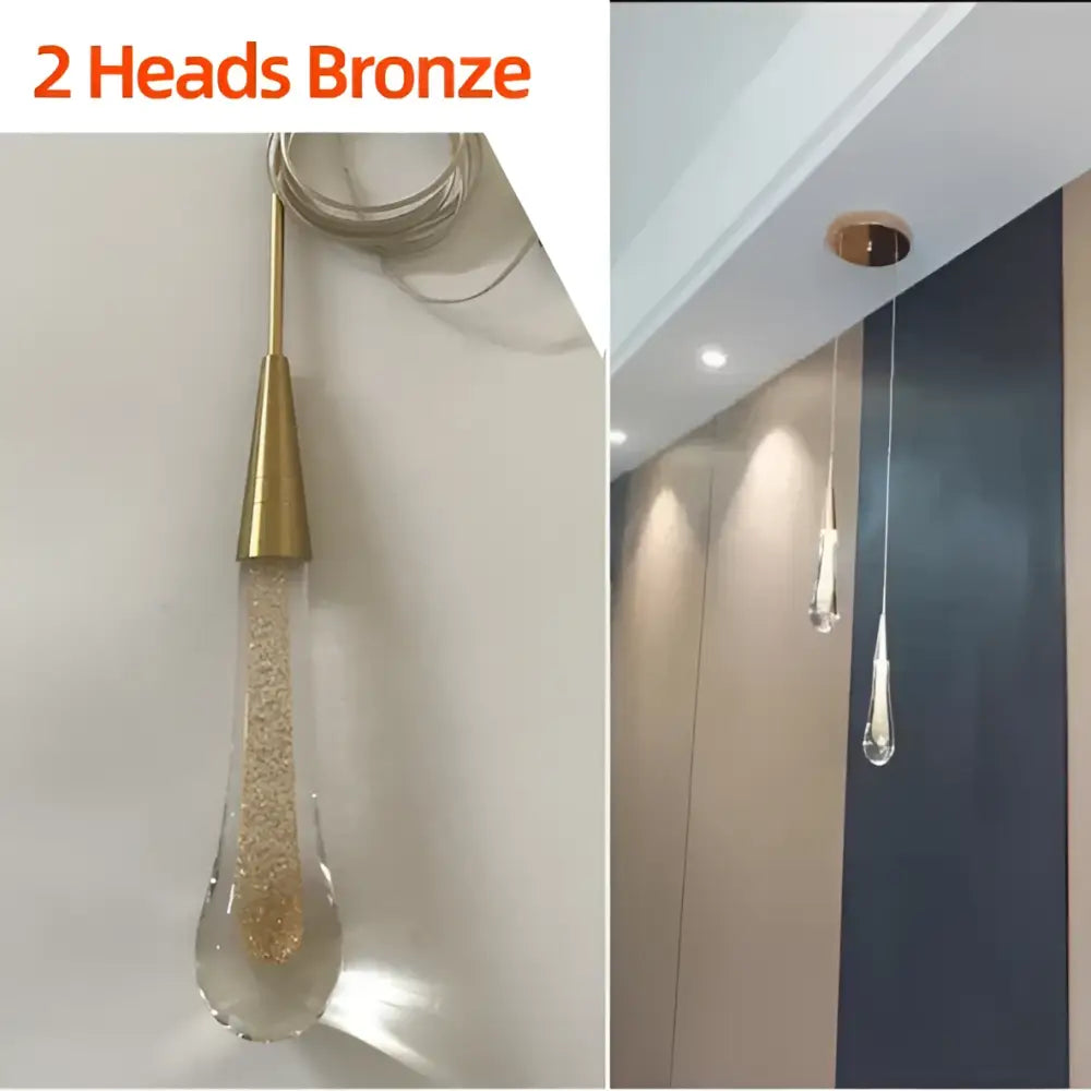 Elegant gold teardrop crystal glass pendant light dining room