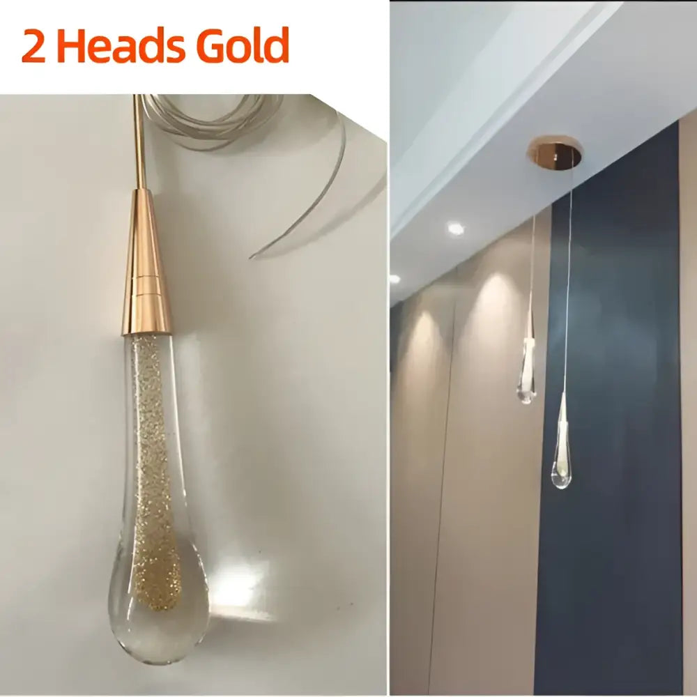 Elegant gold teardrop crystal glass pendant light dining room