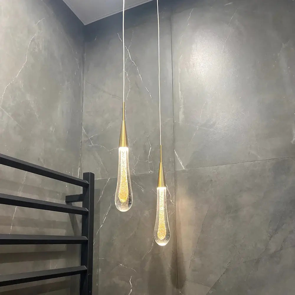 Elegant gold teardrop crystal glass pendant light dining room