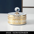 Elegant white and gold crystal ball ceramic jewelry box bedroom storage