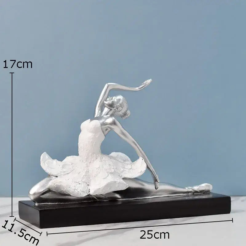Elegant white & gold ballet dancer resin sculpture bedroom decor