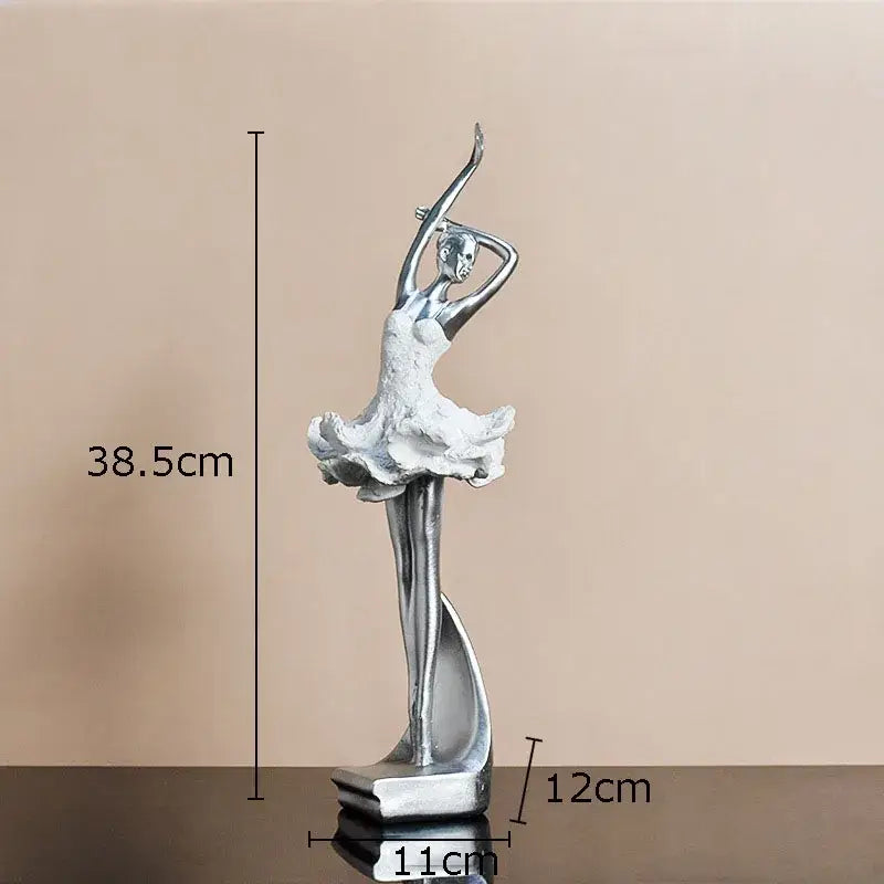 Elegant white & gold ballet dancer resin sculpture bedroom decor
