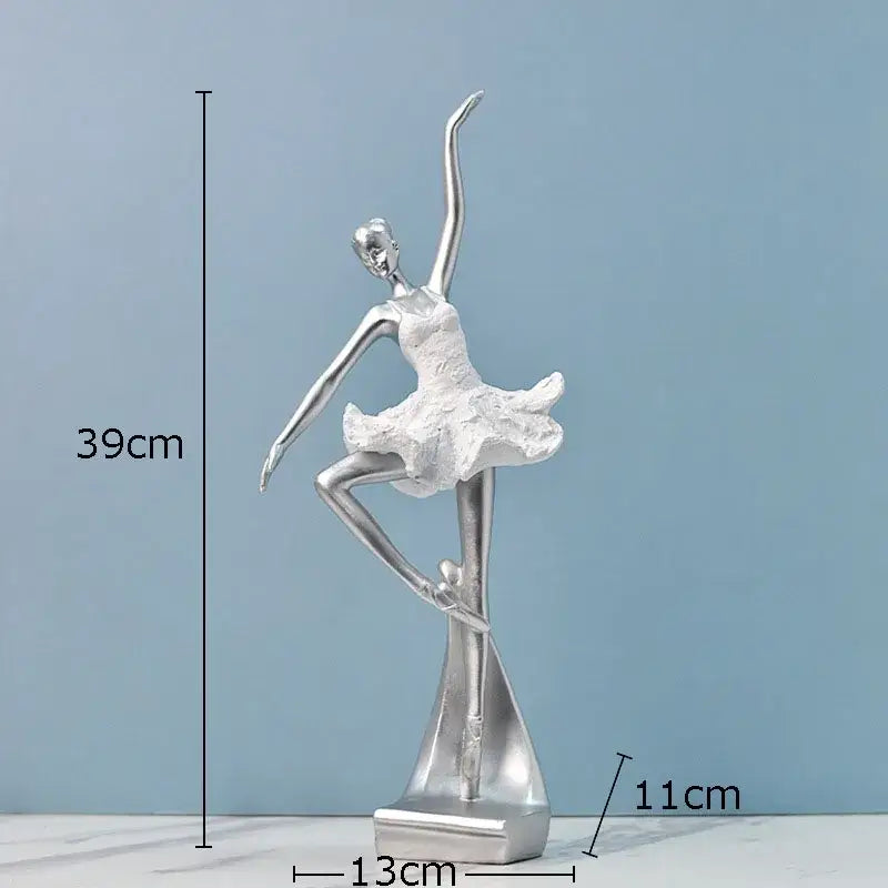 Elegant white & gold ballet dancer resin sculpture bedroom decor