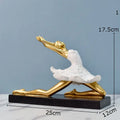 Elegant white & gold ballet dancer resin sculpture bedroom decor